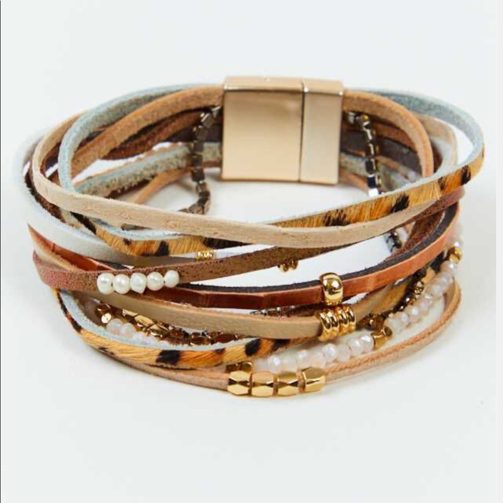 NWT Leopard Woven Bracelet